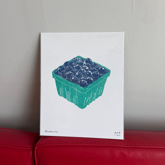Blueberries Risograph