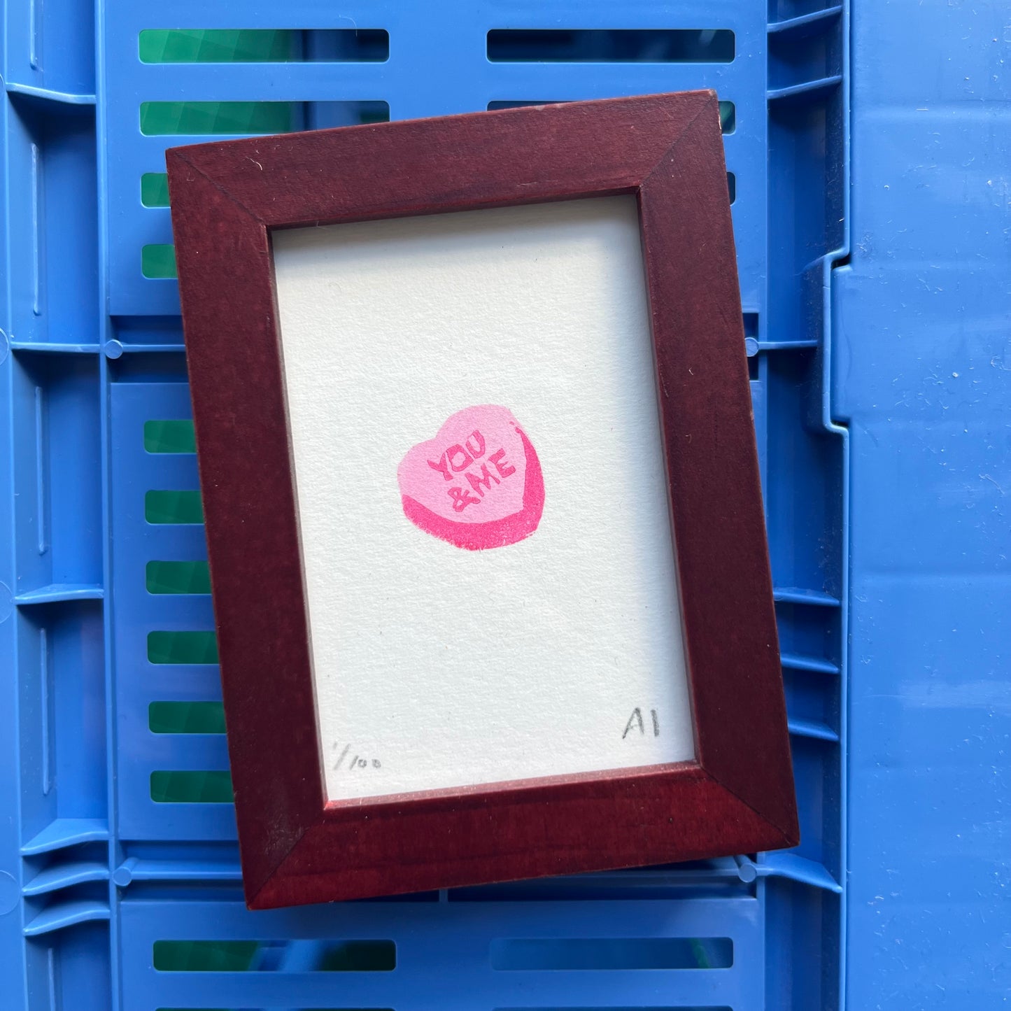 Framed "You & Me" Conversation heart